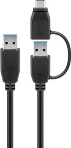 Cablu USB 3.0 T-T cu adaptor USB-C 1m alb Goobay - Img 2