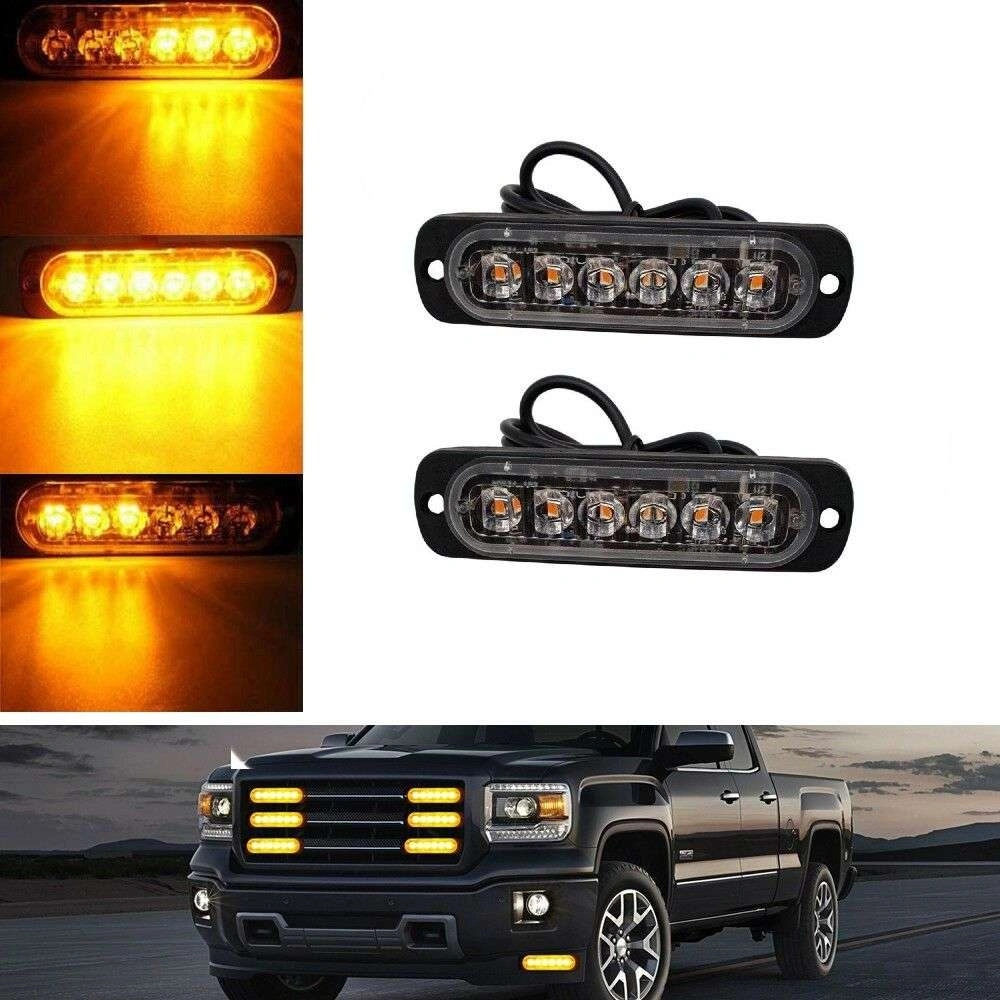 Set 2 stroboscoape 4 LED-uri avertizare, lumină galbenă, cu jocuri de lumini