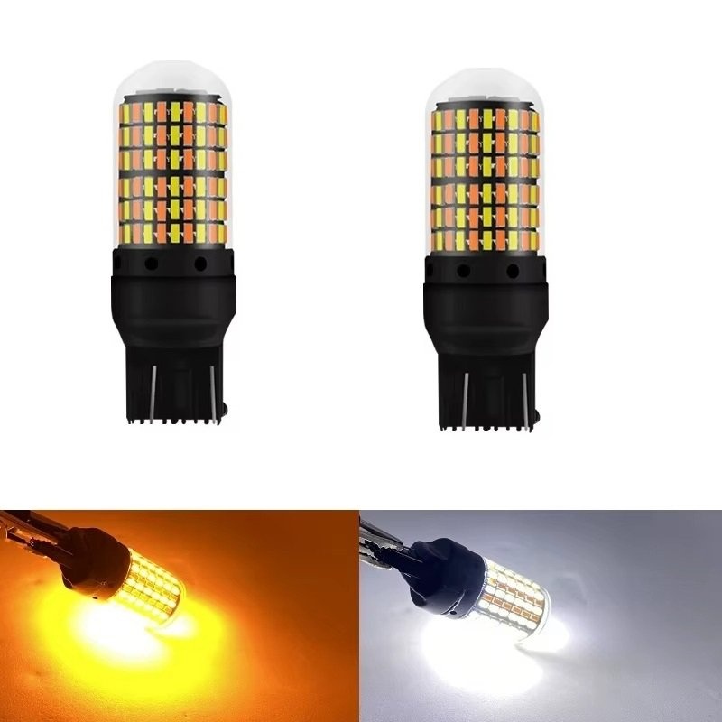 Set 2 Becuri LED 7443 T20 Dual Color – Alb DRL + Galben Semnal, 3400LM