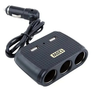 Priză Triplă Auto 3 Intrări + 2 USB, 120W, Tucrim – Alimentare Multiplă pentru Mașină