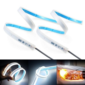 Set de două benzi LED DRL flexibile, potrivite pentru iluminare de zi și semnalizare secvențială.