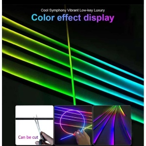 Bandă LED ambientală auto RGB cu efect dinamic multicolor pentru iluminare interioară