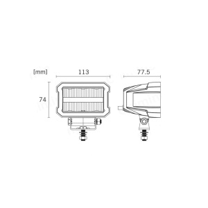 Schiță tehnică proiector auto LED universal cu dimensiuni pentru montaj și integrare corectă.