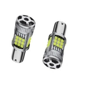 Set 2 Becuri LED P21W BA15S 1156 – 30W, 2800LM, 6000K Alb Rece, Ventilator Integrat