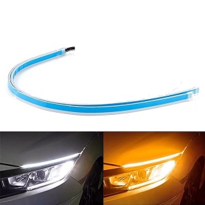Set 2 Lumini de Zi DRL 30 cm cu Semnalizare Dinamică Secvențială, Bandă LED Flexibilă Alb/Galben 12V