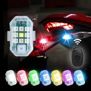 Stroboscop LED wireless TUCRIM pentru mașină și motocicletă, cu lumini de avertizare în mai multe culori.