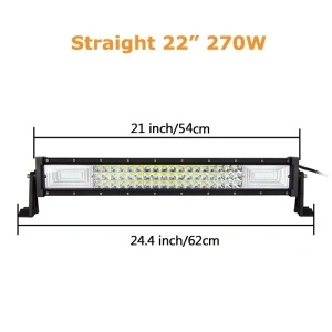 Bară LED 270W de 54 cm cu prezentare clară a dimensiunilor totale și a lungimii utile, potrivită pentru alegerea corectă înainte de montaj pe auto sau off-road.