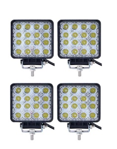 Pachet Promo 4 x Proiectoare LED 48W Pătrate, Lumină Albă, pentru Off-Road și Utilaje
