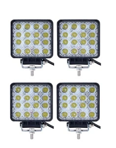 Pachet Promo 4 x Proiectoare LED 48W Pătrate, Lumină Albă, pentru Off-Road și Utilaje