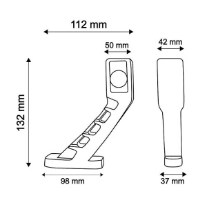 Schiță tehnică cu dimensiunile lămpii gabarit LED tip coarne, utilă pentru verificarea compatibilității la montaj.
