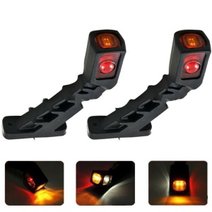 Set 2 lămpi gabarit LED tip coarne 18 cm, 12V-24V, lumină albă și roșie. Montaj stânga dreapta, compatibile camion, remorcă și trailer.