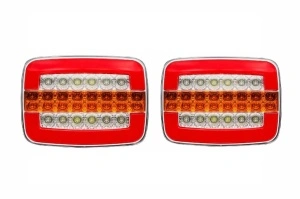 Set 2 Lămpi Stop LED Universale 12V/24V pentru Remorcă, Camion, Utilaje – 4 Funcții, Semnalizare Dinamică