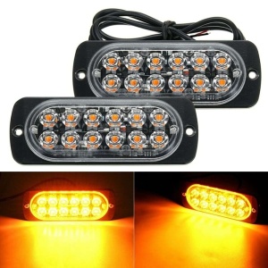 Set 2 Stroboscoape 12 LED-uri Avertizare, Lumină Galbenă, cu Jocuri de Lumini