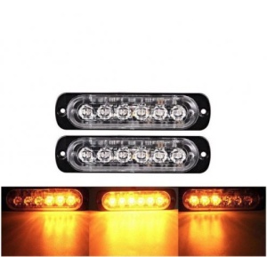 Set 2 stroboscoape 6 LED-uri avertizare, lumină galbenă, cu jocuri de lumini
