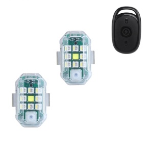 Set 2 stroboscoape LED wireless TUCRIM, compacte și ușor de montat pe auto, moto sau bicicletă.