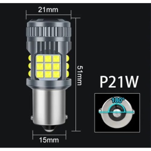 Bec LED P21W BA15S cu lumină puternică alb rece dimensiuni