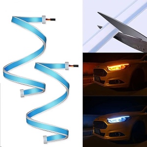Exemplu de montaj pe far auto cu lumină DRL albă, ideală pentru un look modern.