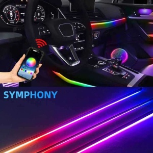 Bandă LED flexibilă pentru interior auto cu iluminare multicoloră RGB