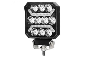 Proiector LED auto 54W cu 12 LED-uri, vedere frontală, lumină alb rece pentru off-road, utilaje și camioane.