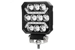 Proiector LED auto 54W cu 12 LED-uri, vedere frontală, lumină alb rece pentru off-road, utilaje și camioane.