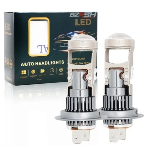 Set complet 2 becuri LED H7 cu lupă – upgrade ideal pentru iluminare auto