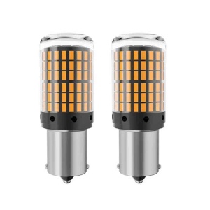 Set 2 Becuri LED PY21W BAU15S 1156 Semnalizare Portocaliu – 144 SMD