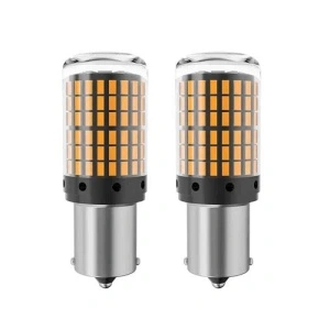 Set 2 Becuri LED PY21W BAU15S 1156 Semnalizare Portocaliu – 144 SMD