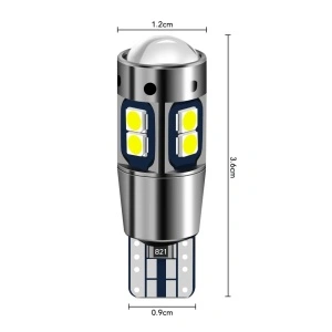 Set becuri LED T10 cu lupă Canbus iluminare puternică și montaj rapid