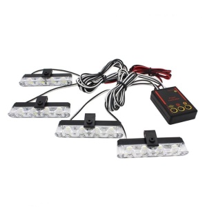 Set 4 stroboscoape cu 4 LED-uri, lumină galbena și telecomandă