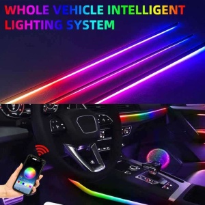 Lumini ambientale auto cu efect muzical sincronizat pe ritmul audio