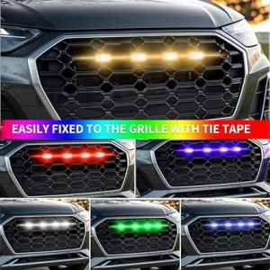 Lumini LED RGB pentru grila auto, cu sistem de montaj și fixare ușoară, plus control inteligent din aplicație.