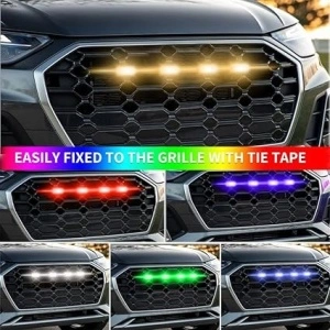 Lumini LED RGB pentru grila auto, cu sistem de montaj și fixare ușoară, plus control inteligent din aplicație.