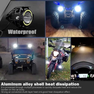 Proiector LED cu lupă și Angel Eye, rezistent la apă, potrivit pentru moto, ATV, jeep și utilizare off-road.