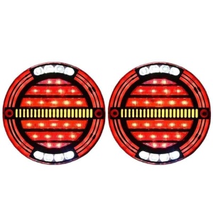 Set 2 Lămpi LED Spate Rotunde 12V/24V – Stop, Semnalizare, Poziție și Stroboscop – Remorcă, Camion, Trailer