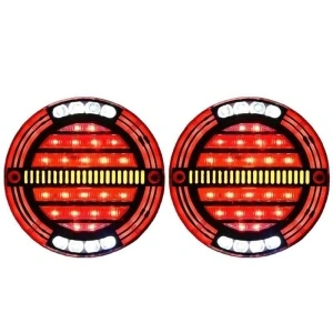 Set 2 Lămpi LED Spate Rotunde 12V/24V – Stop, Semnalizare, Poziție și Stroboscop – Remorcă, Camion, Trailer