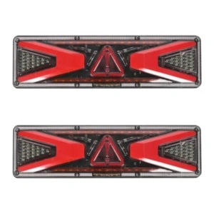 Set 2 Lămpi LED Spate Triunghi 12V/24V – Semnalizare, Stop, Poziție – Remorcă, Camion, Trailer 46x13cm
