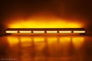 Bară Girofar LED Dublă 89 cm, 12V-24V, cu magneți, funcții stroboscop, galben avertizare