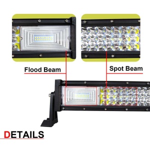 Bară LED combo beam de 54 cm, cu zone dedicate pentru flood beam și spot beam, ideală pentru prezentarea distribuției luminii pe lățime și distanță.