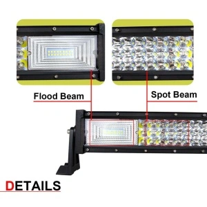 Bară LED combo beam de 54 cm, cu zone dedicate pentru flood beam și spot beam, ideală pentru prezentarea distribuției luminii pe lățime și distanță.