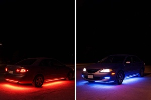 Lumini LED RGB pentru exterior auto, montate sub caroserie, cu efect vizual puternic pe timp de noapte.