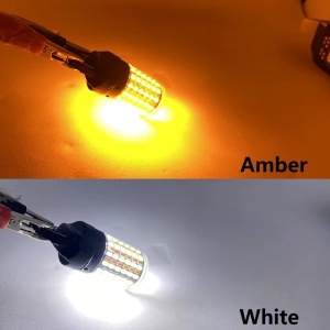 Set 2 becuri LED 7443 dual color pentru DRL și semnalizare