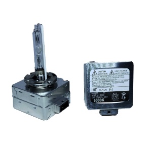 Set de becuri xenon D1S 6000K cu soclu metalic, potrivite pentru înlocuirea becurilor OEM și pentru un upgrade premium al farurilor.