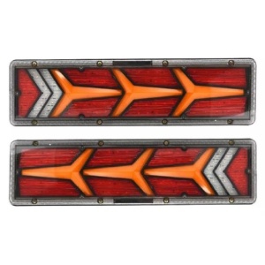 Set 2 Lămpi LED Spate Triunghi 12V/24V – Stop, Semnalizare și Poziție – Remorcă, Camion, Trailer