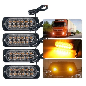 Set complet de stroboscoape LED galbene cu accesorii de montaj incluse pentru instalare rapidă și fixare sigură.
