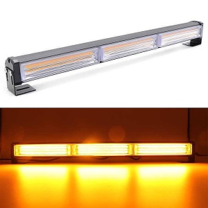 Bară girofar LED 45 cm în funcțiune, evidențiind cele 3 module luminoase și efectul puternic de avertizare.