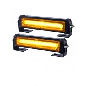 Set 2 lămpi stroboscopice COB galbene, vedere frontală, potrivite pentru avertizare auto pe grilă sau plafon.
