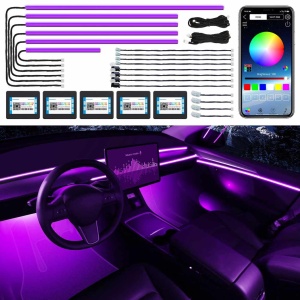 Lumini Ambientale LED Interior RGB 18 în 1 – Control Bluetooth, Efect Neon Premium pentru Mașină