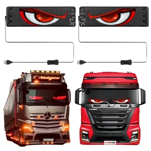 Efect Devil Eyes roșu intens pentru camion – vizibilitate puternică și design agresiv