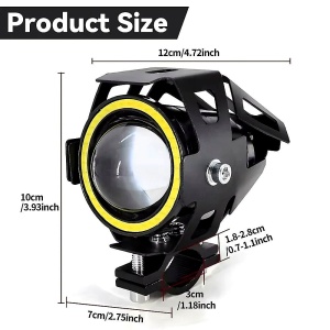 Dimensiunile proiectorului LED cu lupă și Angel Eye pentru moto, ATV și aplicații off-road.