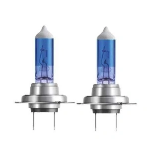 Becuri halogen H7 12V cu lumină albă și luminozitate îmbunătățită, ideale pentru înlocuirea becurilor standard.